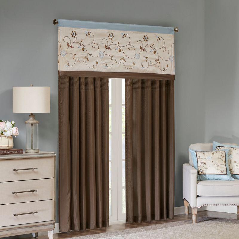 Madison Park Serene Floral Embroidered 50'' W Single Window Valance