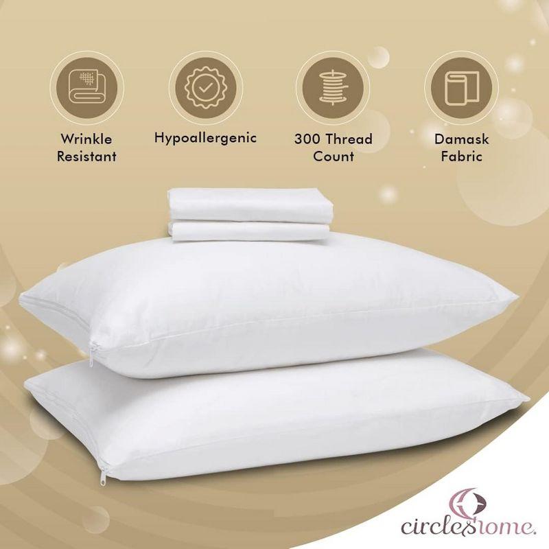 Circles Home 100% Cotton Breathable Standard Pillow Protector – White (2 Pack)