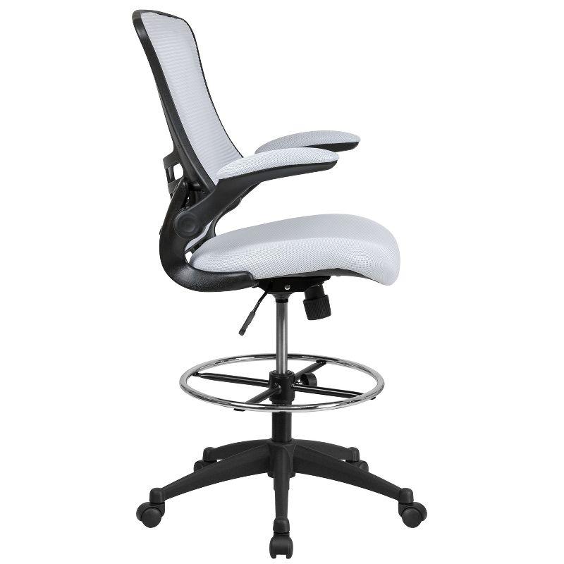 Flash Furniture Mid-Back Mesh Ergonomic Drafting Chair with Adjustable Foot Ring and Flip-Up Arms