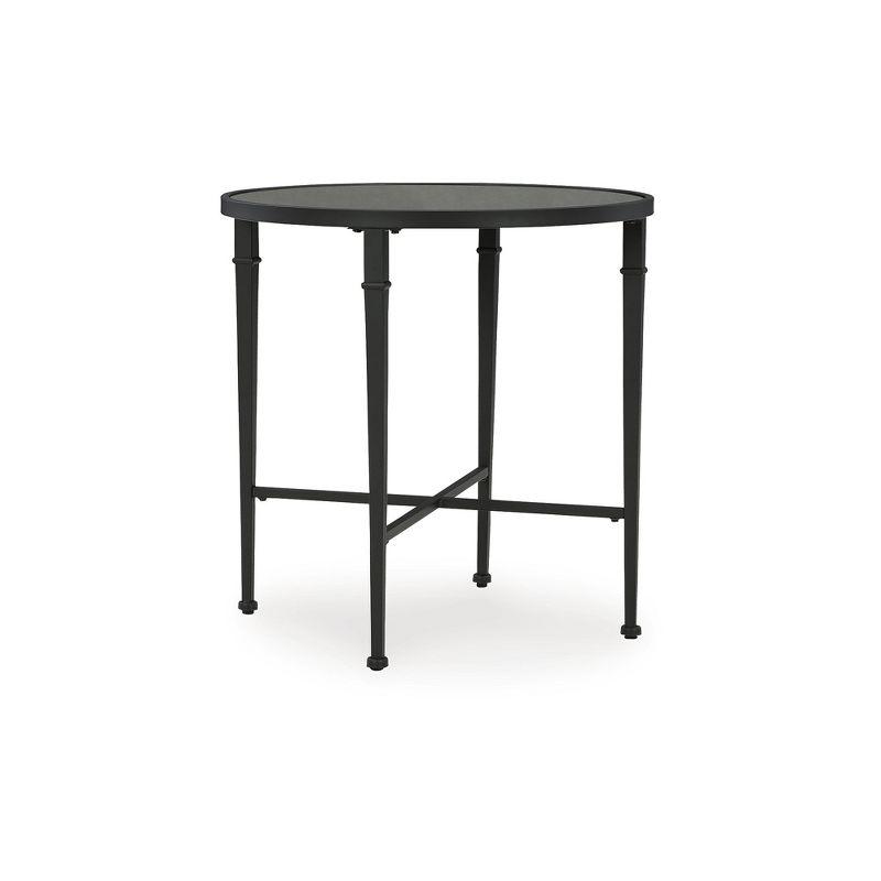 Signature Design by Ashley Cadeburg Round Mirrored Top Accent Table, Black