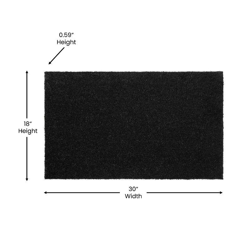 Flash Furniture Harbold 18" x 30" Indoor/Outdoor Solid Natural Coir Doormat with Non-Slip Backing in Black