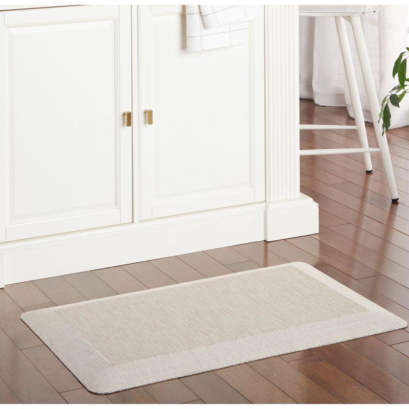 Beige Heathered Anti-Fatigue Kitchen Mat with Border