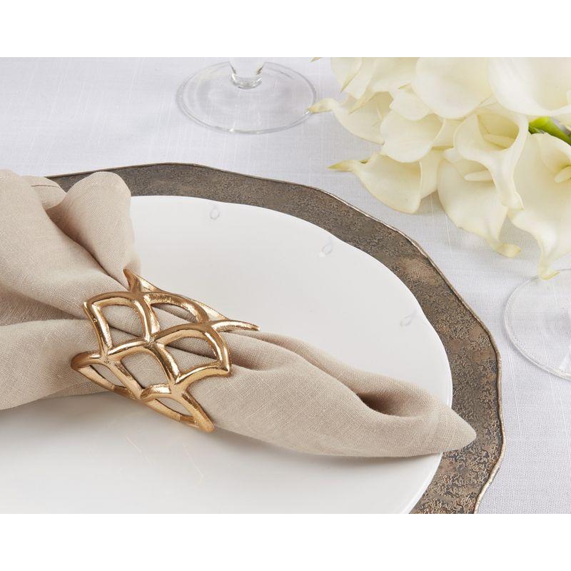 Gold Scallop Coral Aluminum Napkin Rings Set of 4