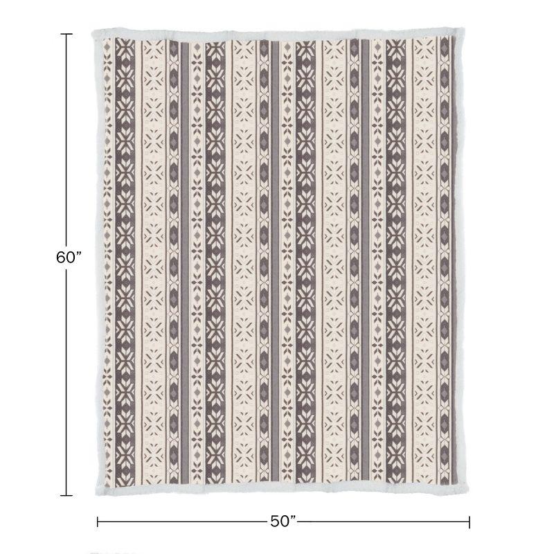 Hastings Home Fleece Faux Shearling Blanket Throw With Snowflake Pattern - 50" x 60", Gray