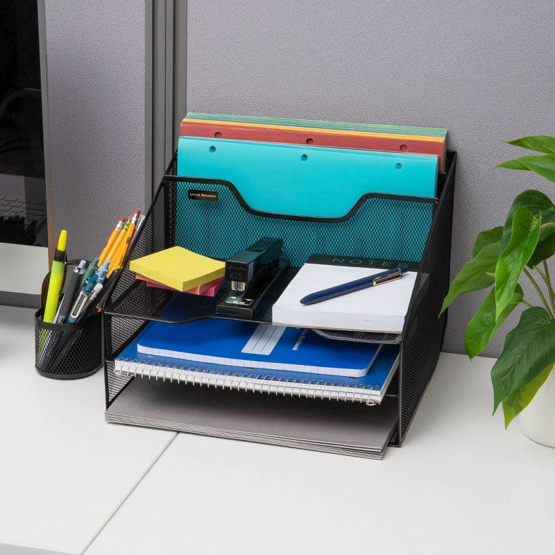 Desktop Organizer, Vertical File Holder, Paper Trays, Office, Metal, 12.5"L x 11.5"W x 9.5"H