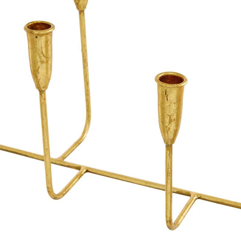 Contemporary Metal Candle Holder Gold - CosmoLiving by Cosmopolitan: Sturdy Base, 7 Taper Capacity, Indoor Use