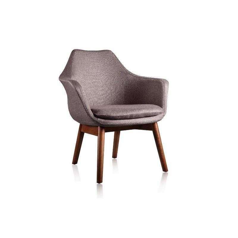Modern Gray Faux Leather Accent Chair with Ash Wood Legs