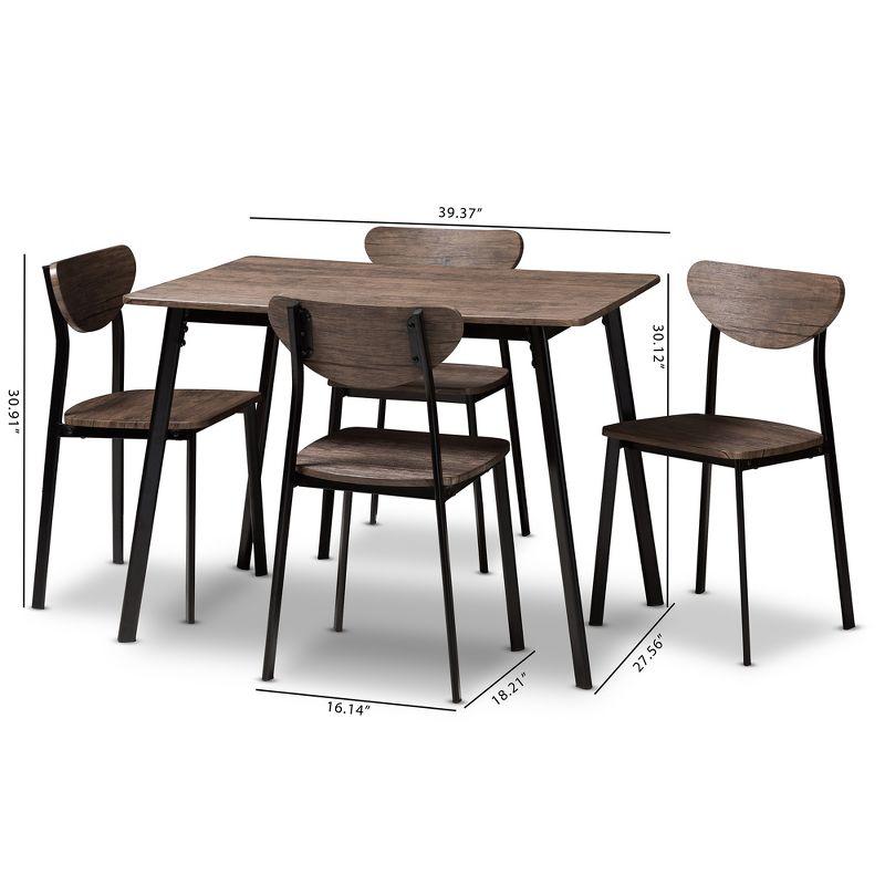 Baxton Studio 5pc Ornette Mid Century Modern Matte Frame Dining Set Light Brown: Polyester Seat, Wood Composite, Non-Extension Rectangle Table