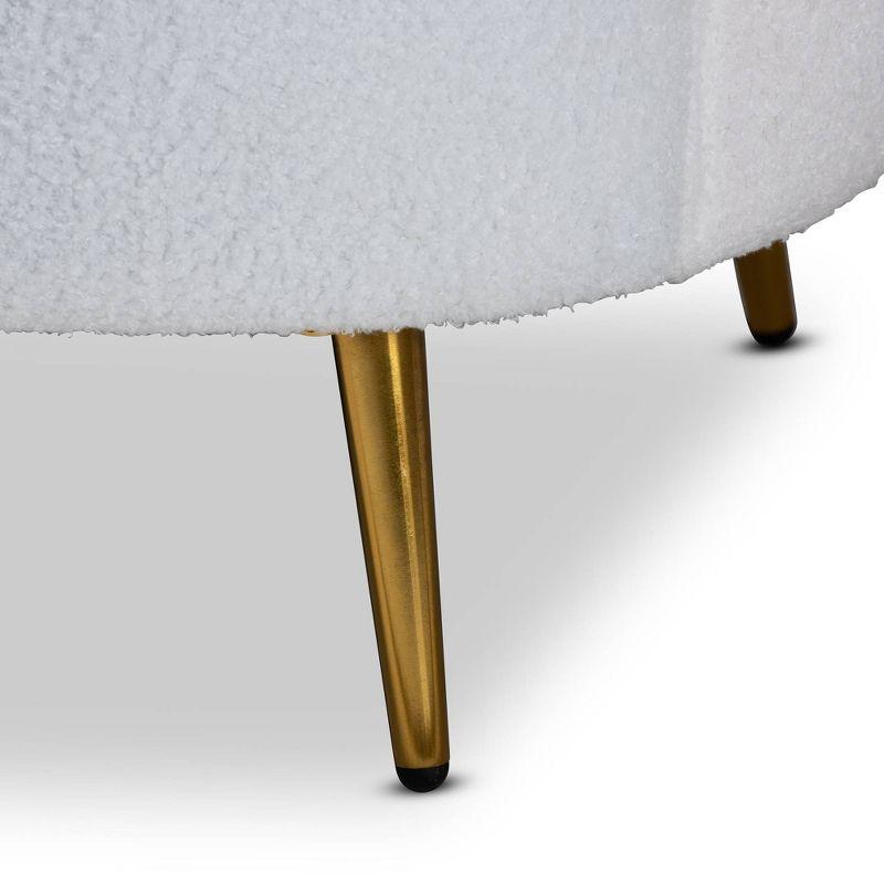 White Boucle Upholstered Accent Chair with Gold Legs