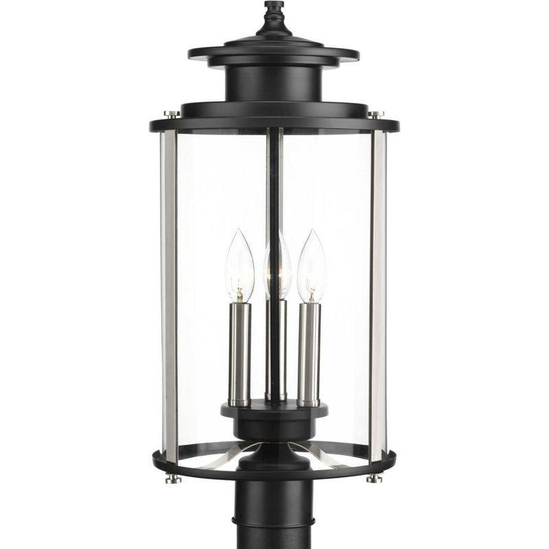 Progress Lighting, Squire Collection, 3-Light Post Lantern, Antique Bronze, Clear Glass Shade