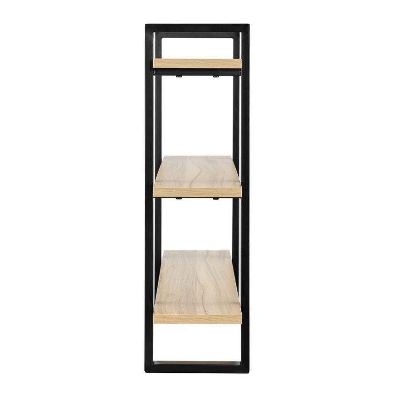 Danya B. 35.5" x 31.5" Rio 3 Tier Floating Bracket Wall Shelf Chestnut: Mid-Century Modern MDF & Iron Storage