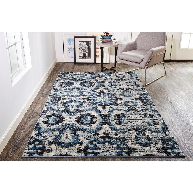 Ainsley Gray and Blue Abstract Cotton Area Rug