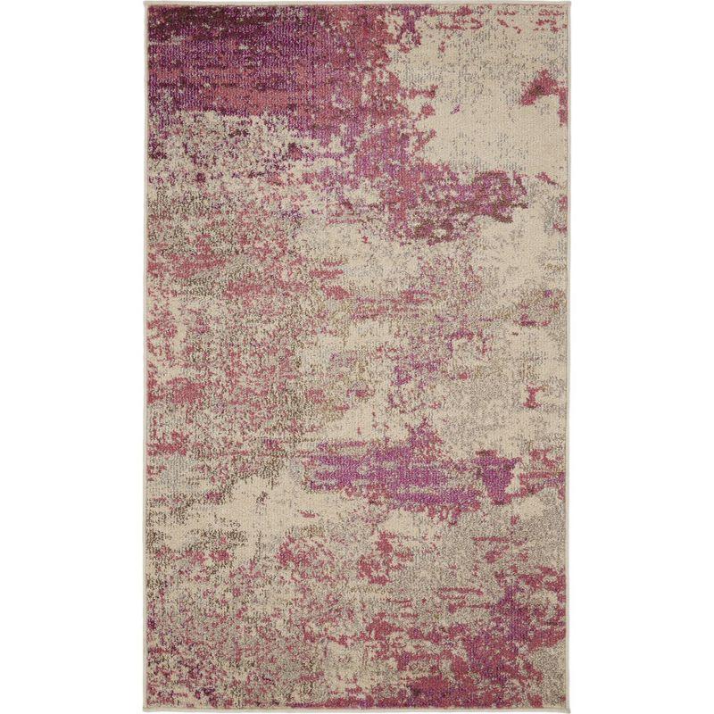 Celestial Swirl Abstract Ivory/Pink 3' x 5' Area Rug