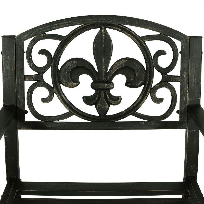 Sunnydaze Traditional Fleur-de-Lis Design Cast Iron and Steel Outdoor Rocking Chair