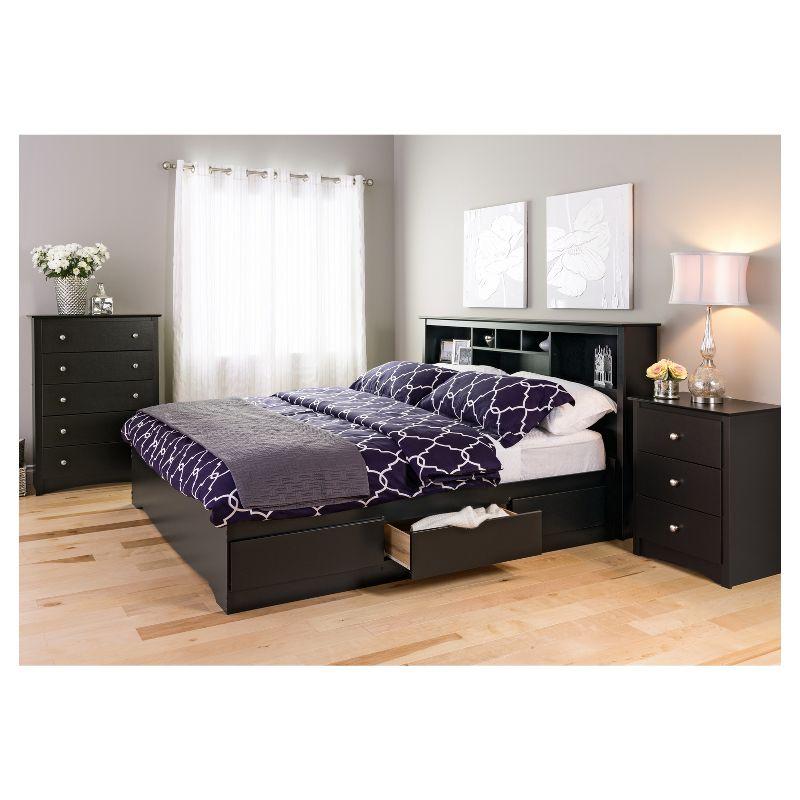 Prepac Sonoma 3 Drawer Nightstand - Black : Wood Composite Bedside Table, Rectangle Shape, Spot Clean