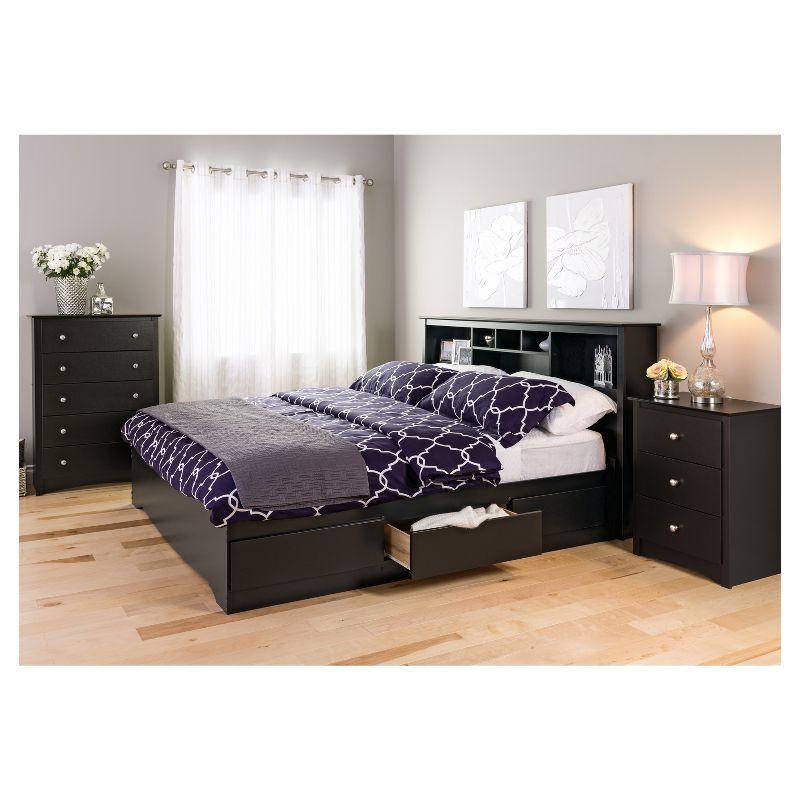 Black 3-Drawer Modern Nightstand with Nickel Knobs