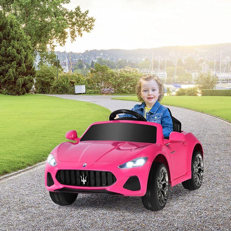 Costway 12V Kids Ride On Car Maserati GranCabrio Licensed w/ Remote Control& Lights Pink