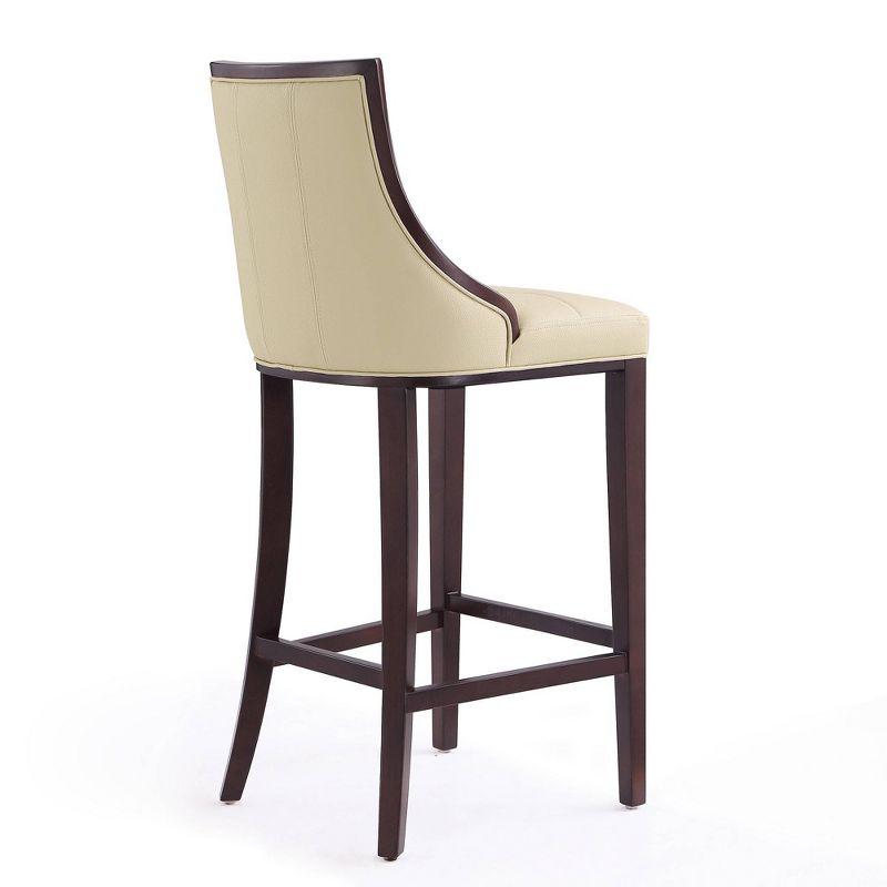 Fifth Avenue Upholstered Beech Wood Faux Leather Barstool Cream - Manhattan Comfort: Padded Back, Armless Design, Fixed Height