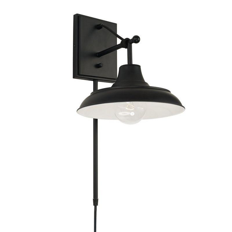 Jones Matte Black and White Interior Plug-In Dimmable Wall Sconce