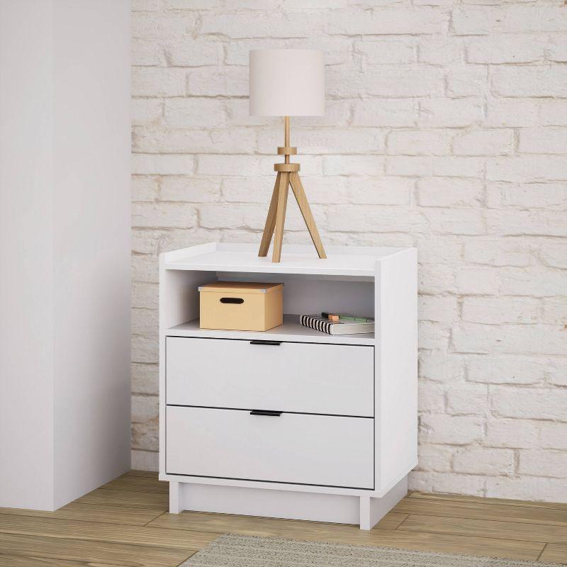 Prepac 23.75" Wide Simply Modern 2 Drawer Nightstand White