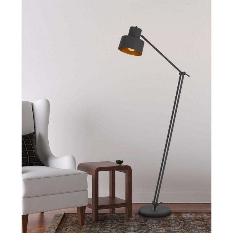 Cal Lighting 60W Davidson metal floor lamp with weighted base, adjustable upper and lower arms. On off socket switch