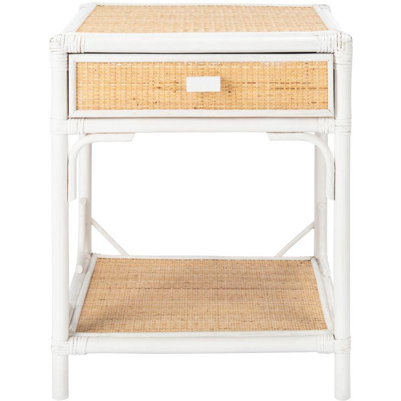 Roya 1 Drawer 1 Shelf Nightstand - NST4005 - White/Natural - Safavieh