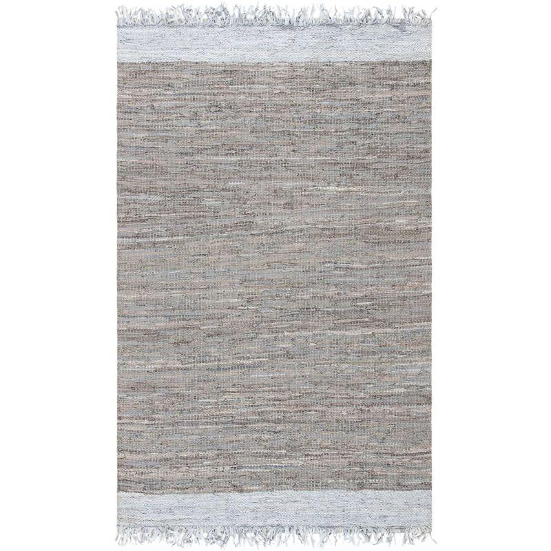 Vintage Leather VTL310 Hand Woven Indoor Area Rug - Light Grey/Taupe - 5'x8' - Safavieh