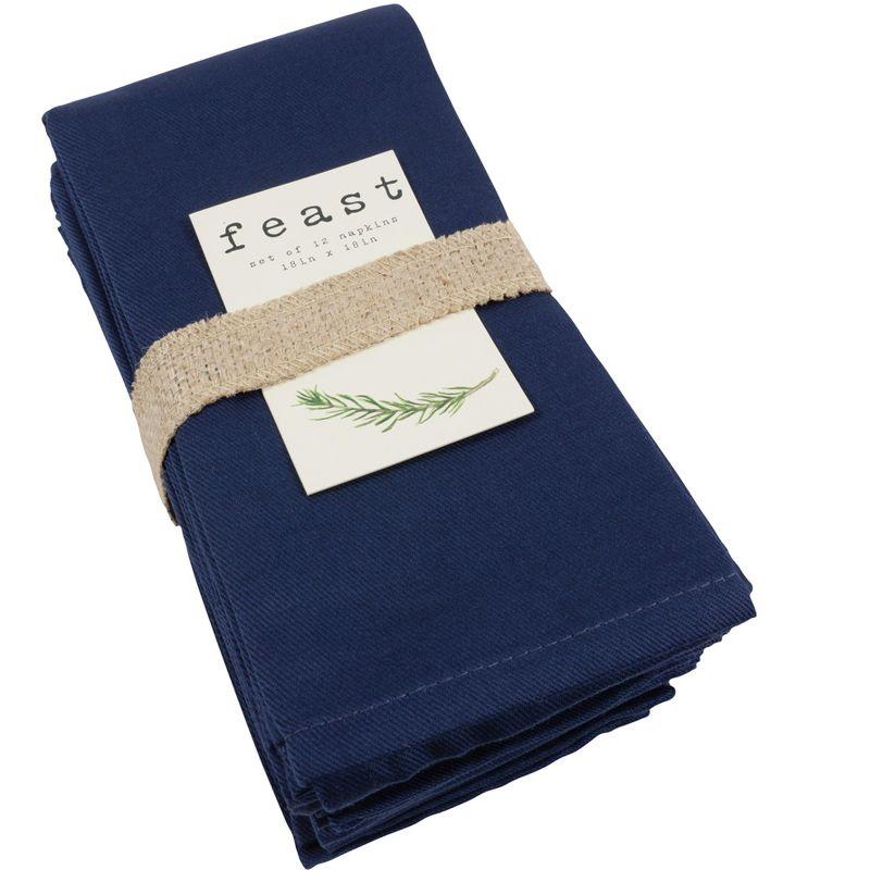 Feast Set of 12 Blue Cotton-Polyester Napkins