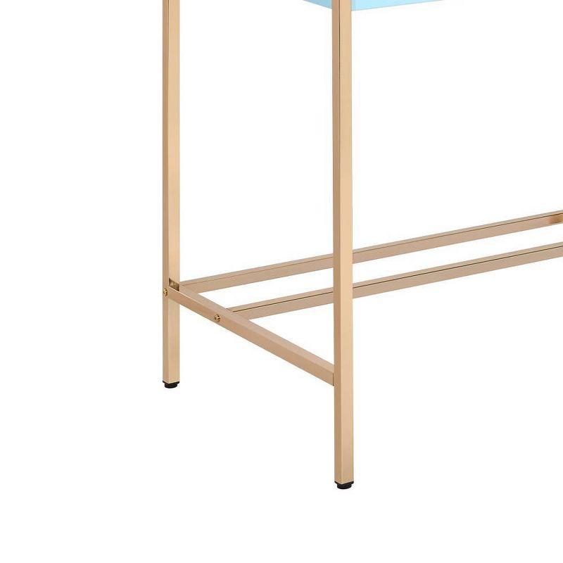 42" Midriaks Writing Desk Baby Blue/Gold Finish - Acme Furniture: Chic Office Furniture with USB Ports