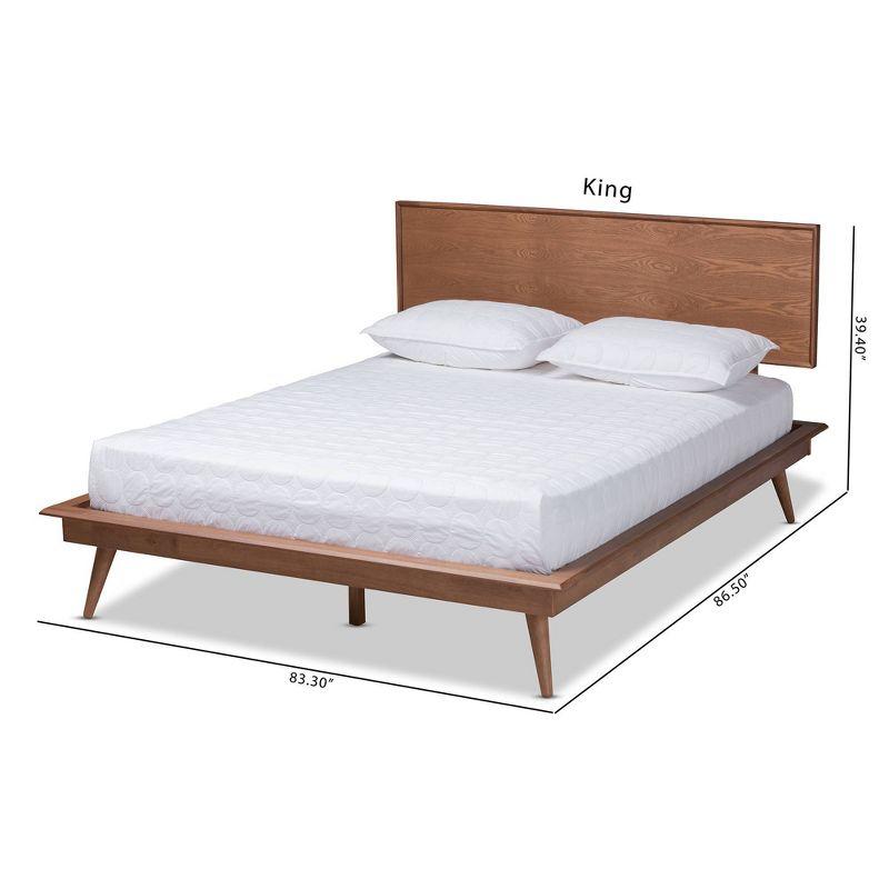 Baxton Studio King Karine Finished Wood Platform Bed Brown: Rubberwood Frame, No Box Spring Needed
