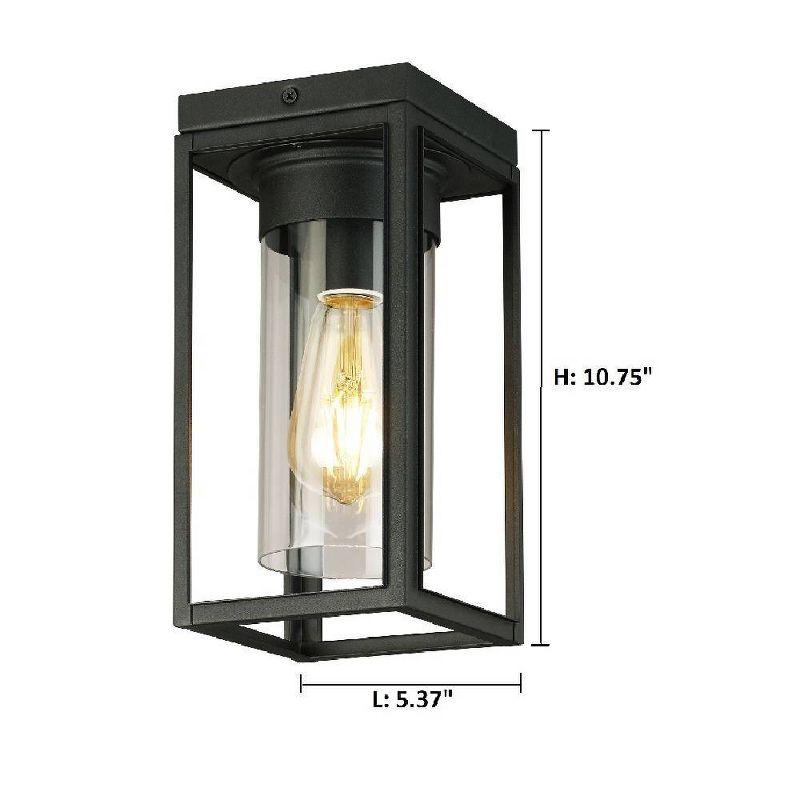 1-Light Walker Hill Outdoor Flush Mount Matte Black - EGLO: ETL Listed, Semi-Flush, Glass Shade, Steel Body