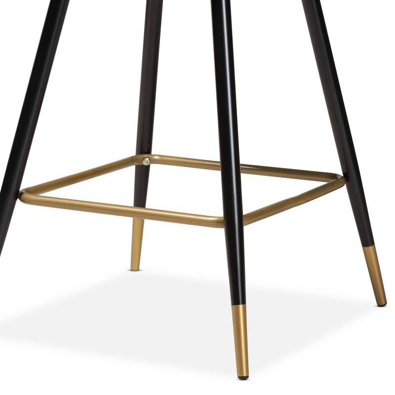 Preston Adjustable Black Velvet and Gold-Tone Metal Bar Stool Set