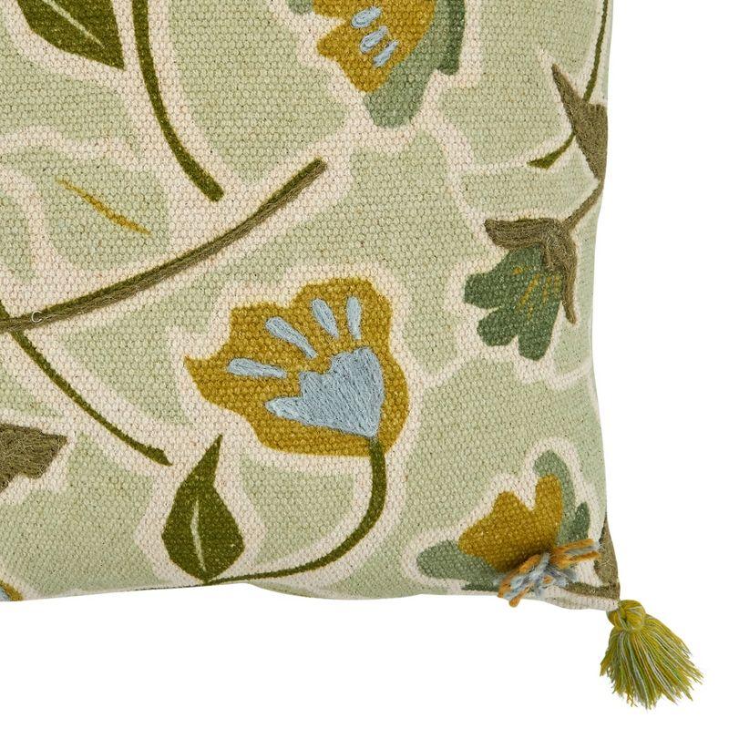 Saro Blossom Collection Floral Cotton Throw Pillow