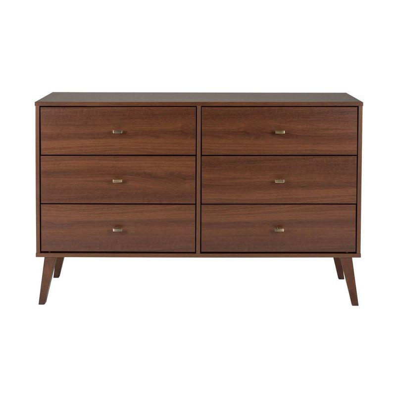 Mid-Century Modern Gray 6-Drawer Horizontal Dresser with Deep Storage