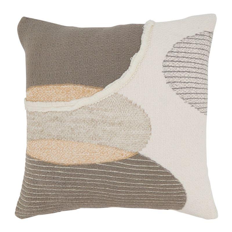 18" Multicolor Cotton Geometric Throw Pillow with Duck Feather Fill