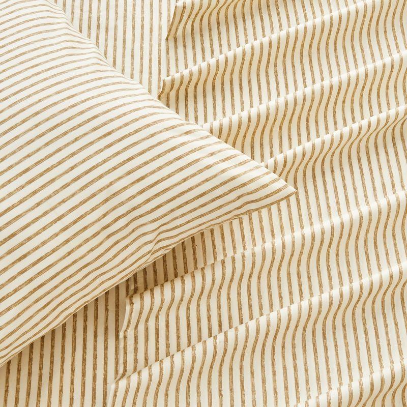 King Light Taupe Striped Microfiber Sheet Set