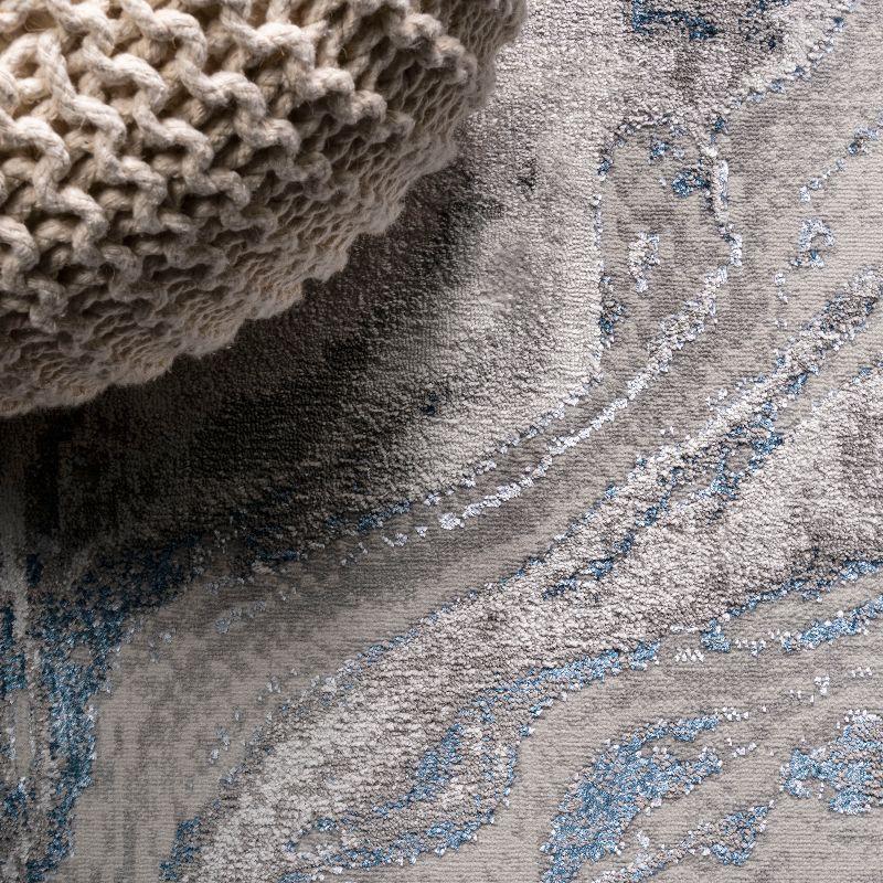 5'x8' Swirl Marbled Abstract Area Rug, Gray/Blue - JONATHAN Y