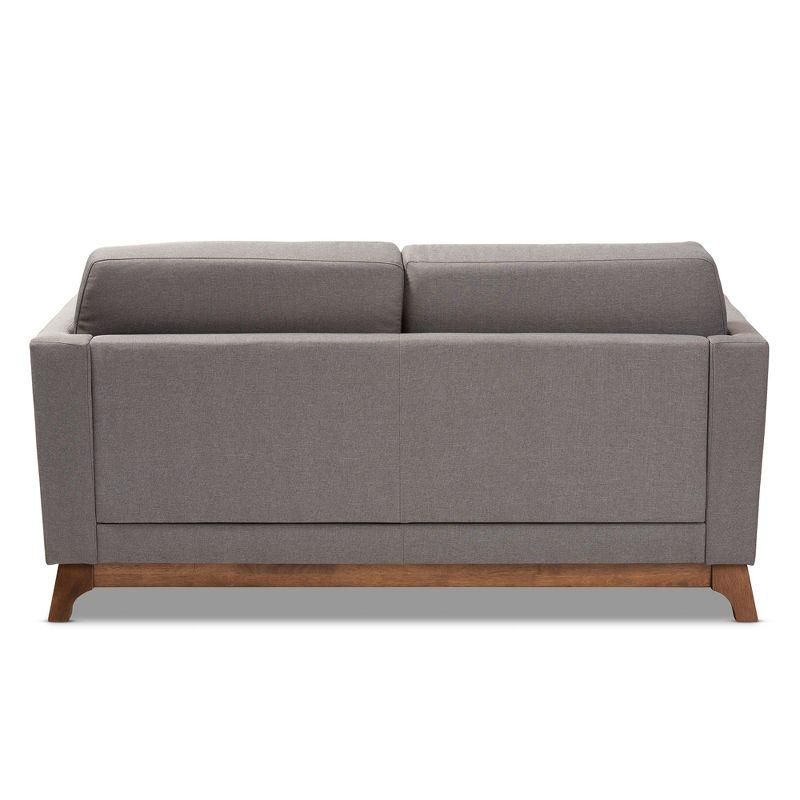 Sava Fabric Upholstered Walnut Wood 2 Seater Loveseat Gray - BaxtonStudio