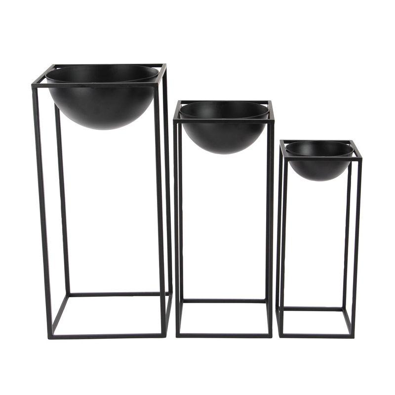 Set of 3 Black Iron Modern Plant Stands