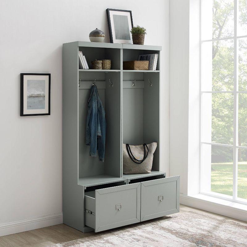 Gray 2-Piece Hall Tree Entryway Set with Storage Drawers