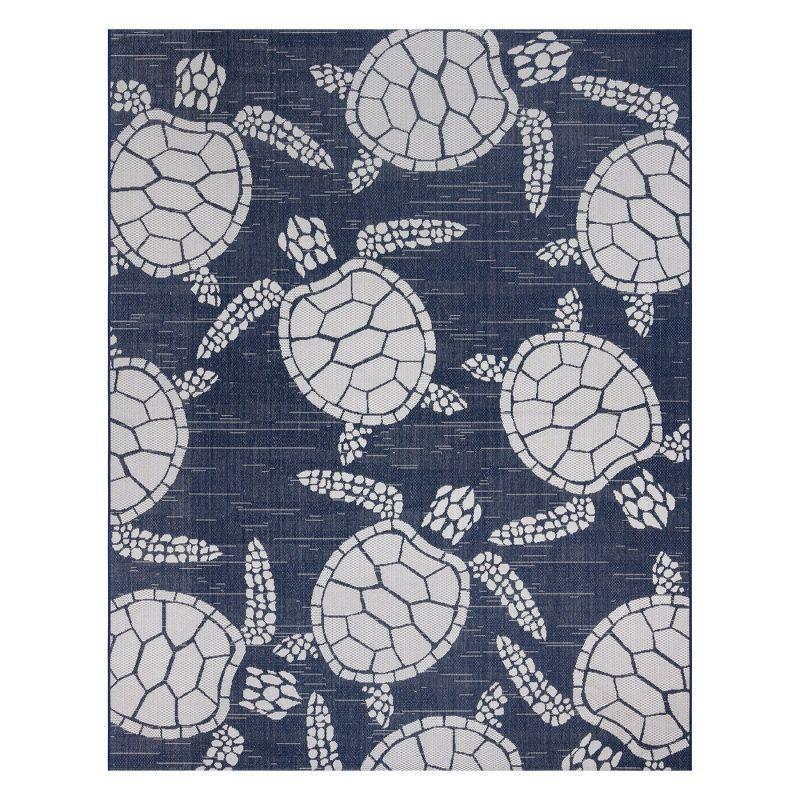 Paseo Tortue Sea Turtle Polypropylene Flatweave Indoor/ Outdoor Area Rug