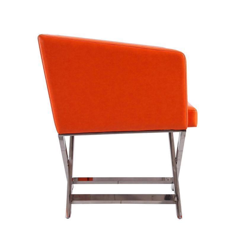 Hollywood Orange Faux Leather and Metal Directors Accent Chair