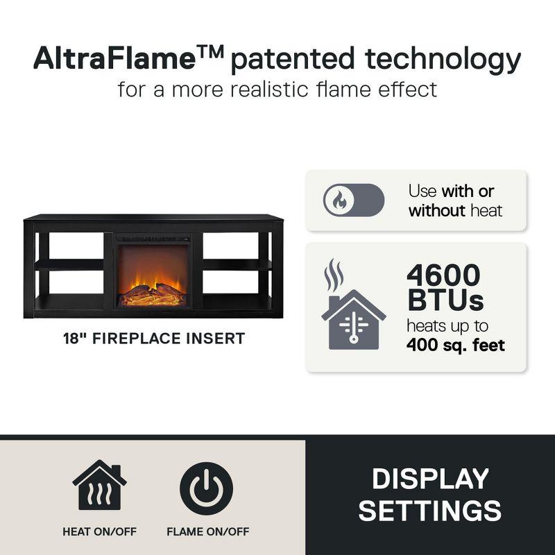 Ameriwood Home Parsons Electric Fireplace Space Heater TV Stand for TVs up to 65", Black