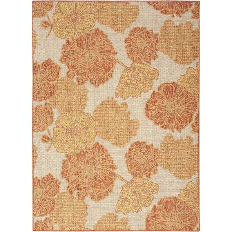 Coral Floral Flatwoven Synthetic 4' x 6' Area Rug