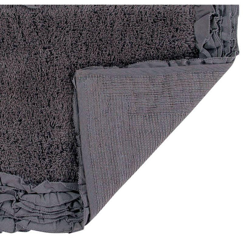 Cozy Cotton Shaggy 21"x34" Bath Rug with Ruffle Border - Gray