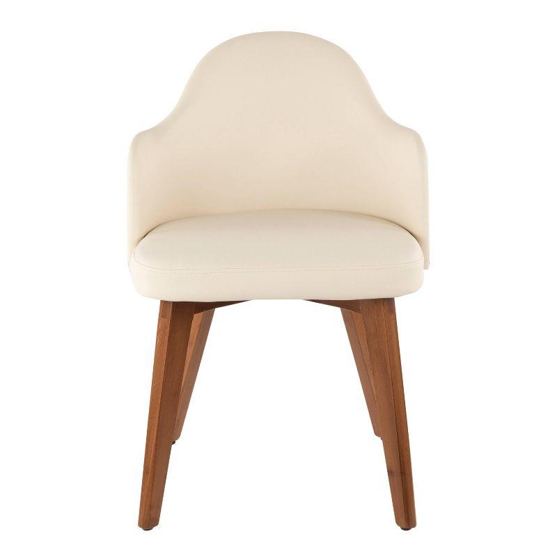 Ahoy Contemporary Cream Faux Leather Side Chair with Walnut Legs