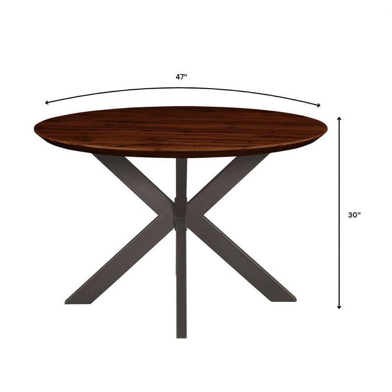 LeisureMod Ravenna Modern 47" Round Wood Dining Room Table with Sleek Metal Base Design