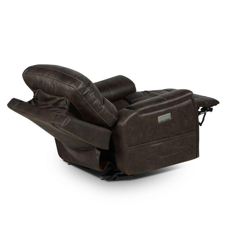 Lexington Power Media Recliner Saddle Brown - Steve Silver Co.: Faux Leather, USB Port, Cup Holder