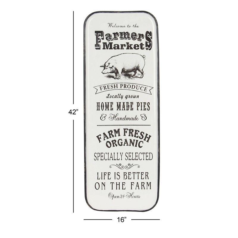 42" x 16" Vintage Country Iron Farmhouse Metal Sign Wall Decor Black - Olivia & May: Glazed White Rectangular Panel