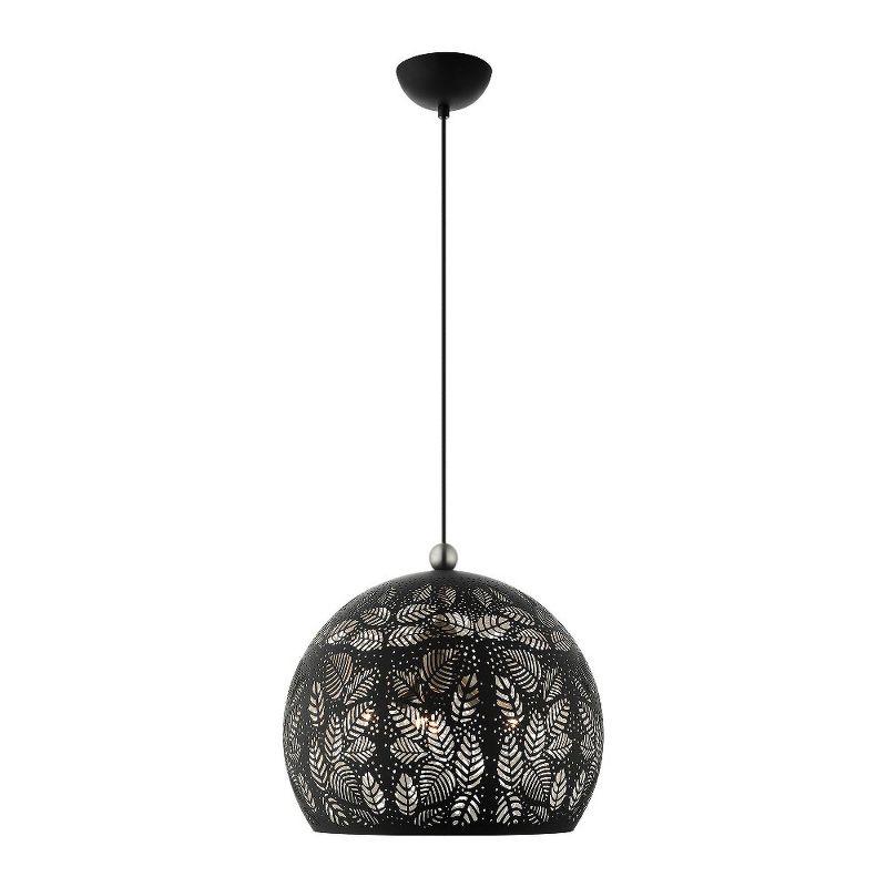 Black and Nickel 3-Light Globe Pendant with Crystal Accents